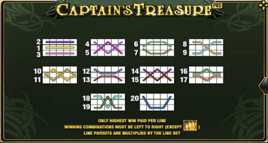 Lines เกม Captains Treasure Pro